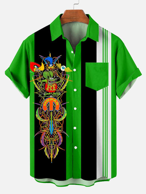 Men's Cartoon Funny Graphic Short Sleeve Hawaiian Shirt